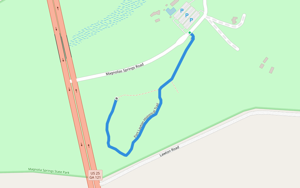 Fort Layton Historical Trail walking route map in Millen