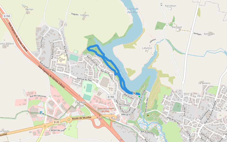 Boucle de Hinzal walking route map in Muzillac