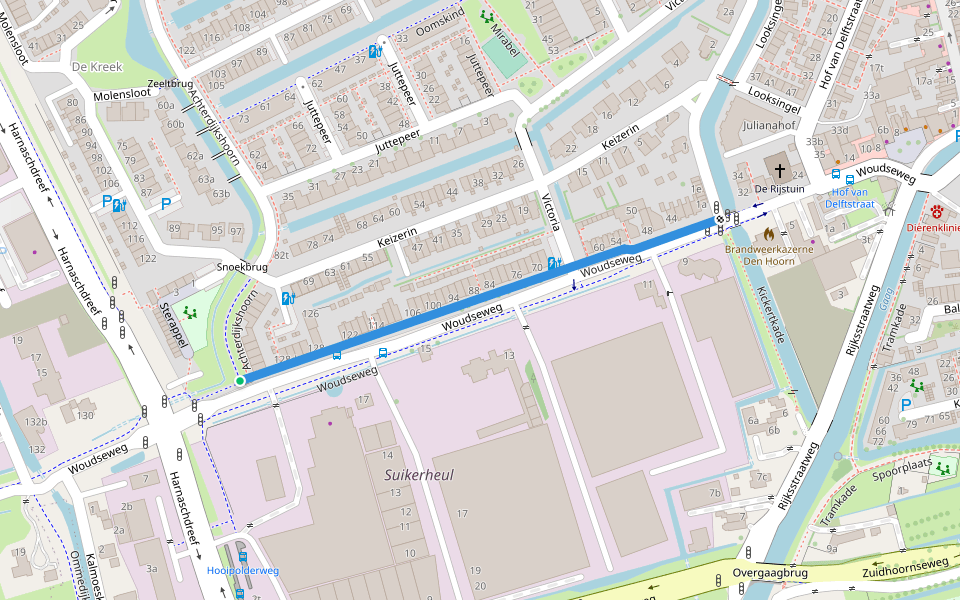 Woudseweg walking route map in Den Hoorn