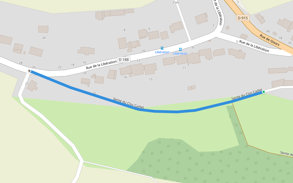 Sente du Clos Caillet walking route map in Chars