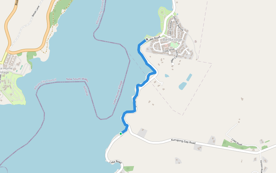 Lake Hume Foreshore Walking Trail walking route map in Bethanga