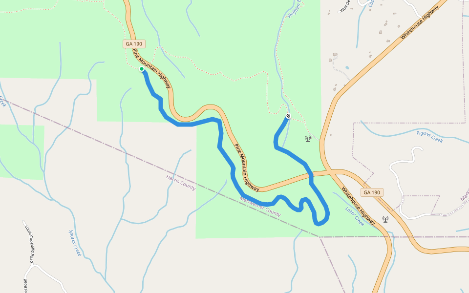White Candle Trail walking route map in Warm Springs