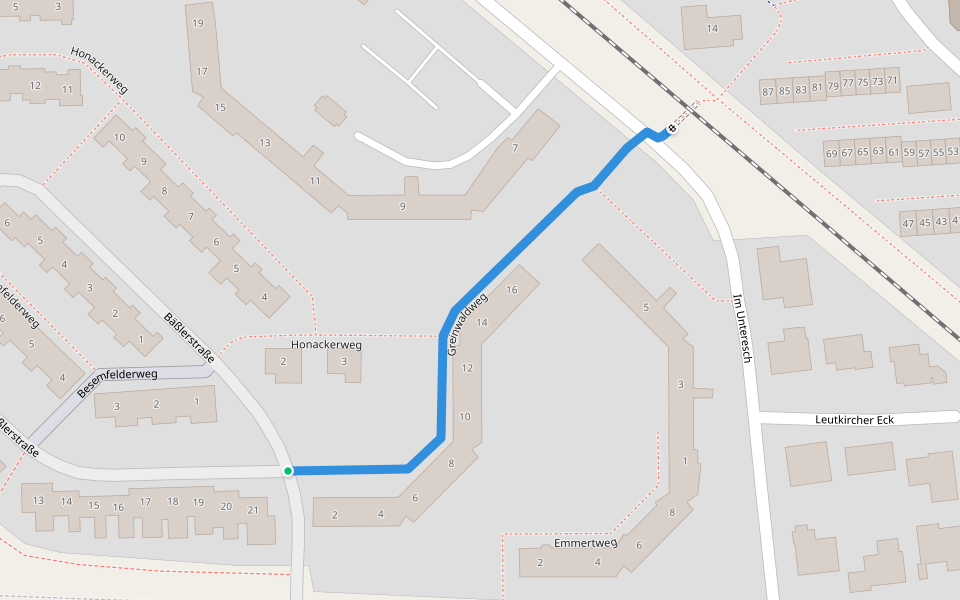 Greinwaldweg walking route map in Memmingen