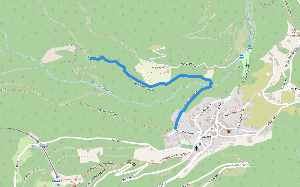 Sentiero Consone walking route map in Lugano