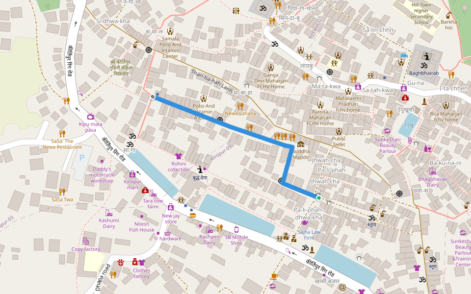 dopacha road walking route map in Kirtipur