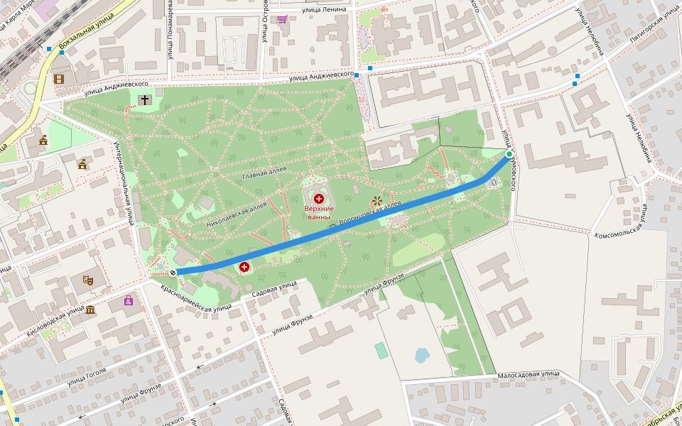 Воронцовская аллея walking route map in Essentuki