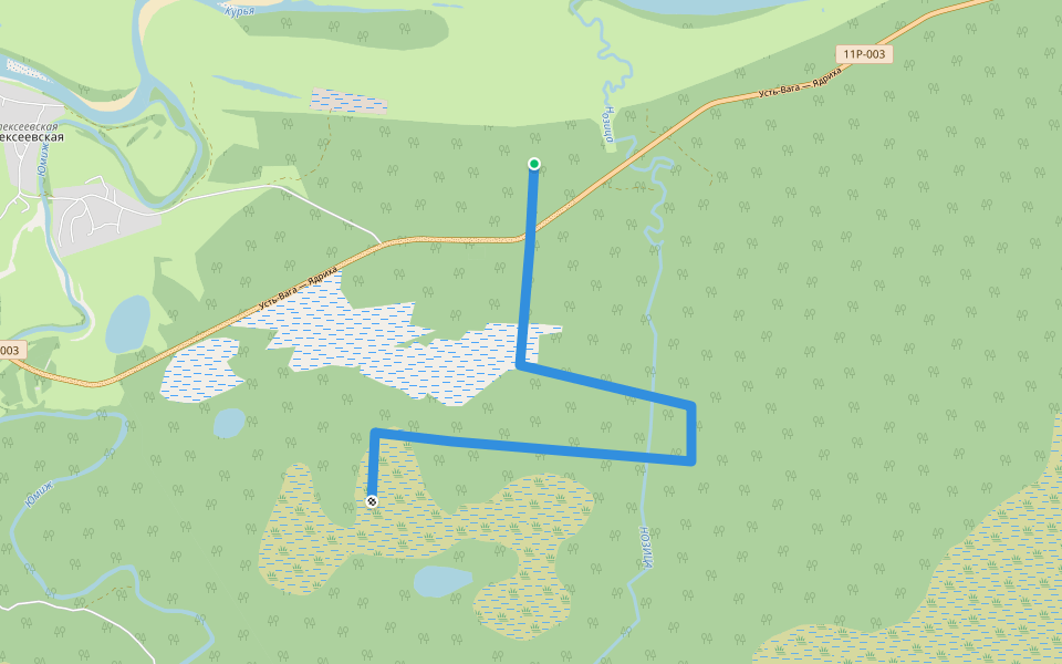 гр. посёлок walking route map in Vlas'evskaya