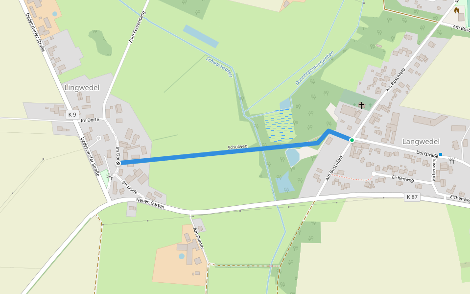 Schulweg walking route map in Dedelstorf