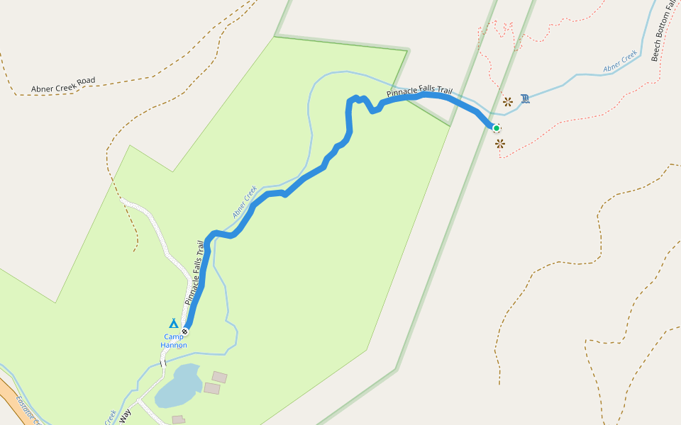 Pinnacle Falls Trail walking route map in Sunset