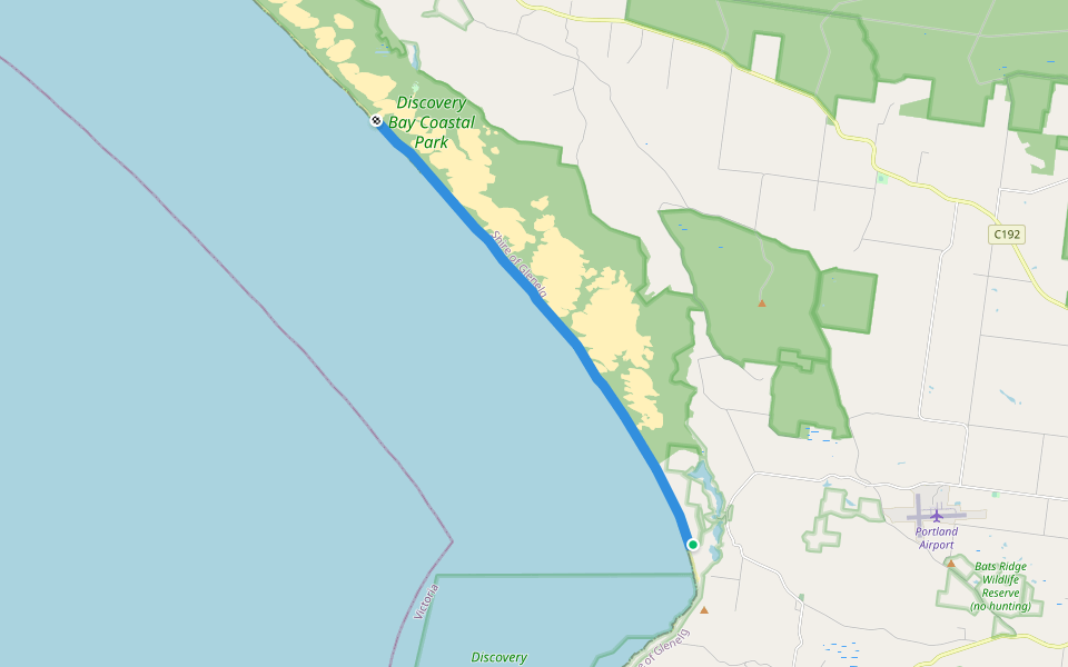 Great South West Walk (beach) walking route map in Cape Bridgewater