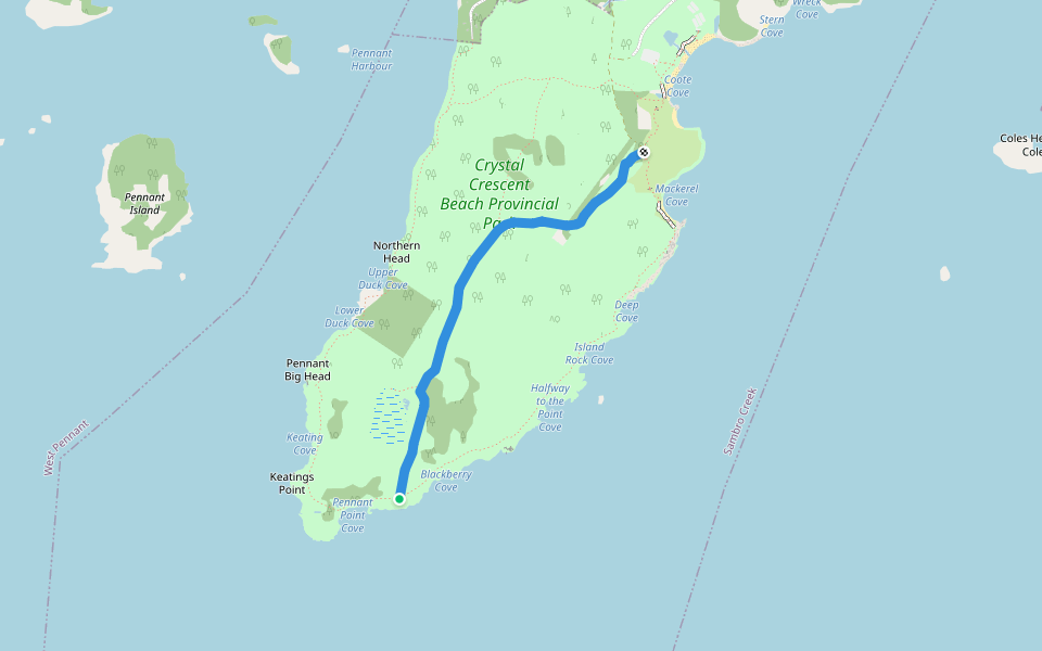 Spine Trail walking route map in Sambro Creek