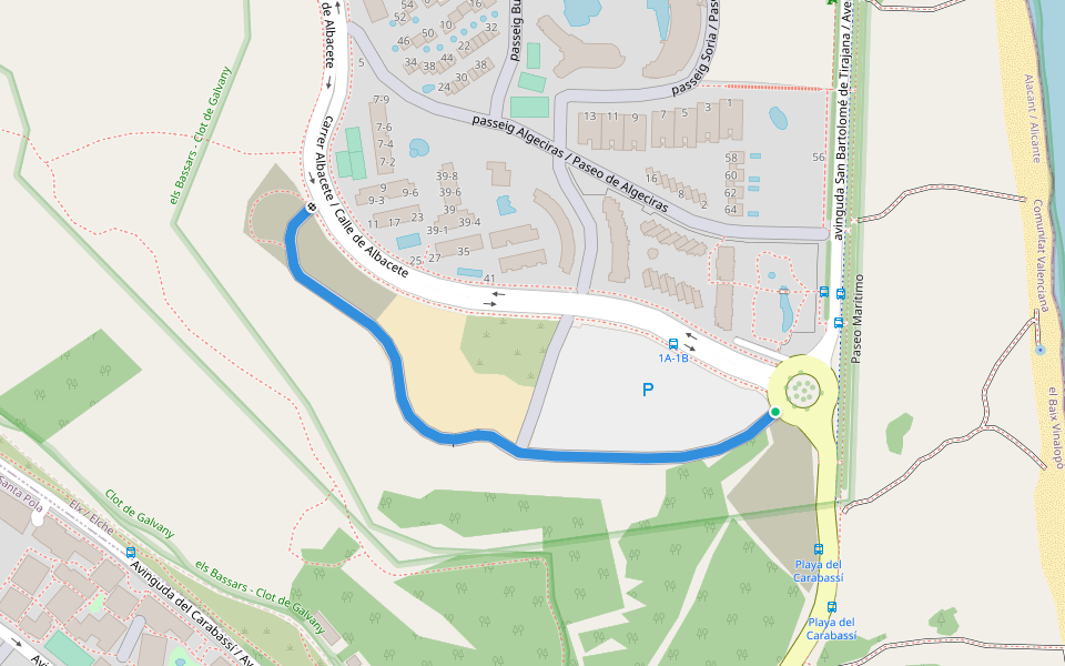 p-14 walking route map in Los Arenales del Sol