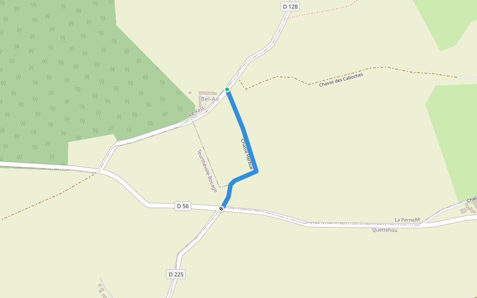 Chasse Herbue walking route map in Le Vast