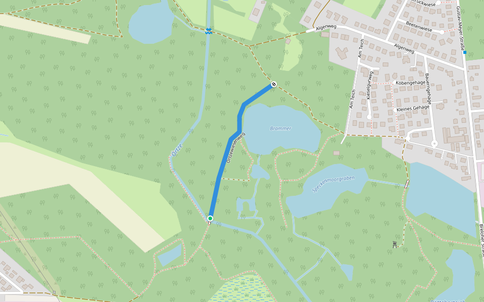 Örtzewiesenweg walking route map in Munster