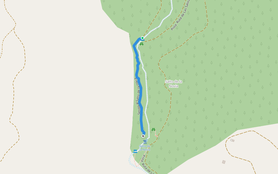 Senda al Salto de la novia walking route map in Cirat