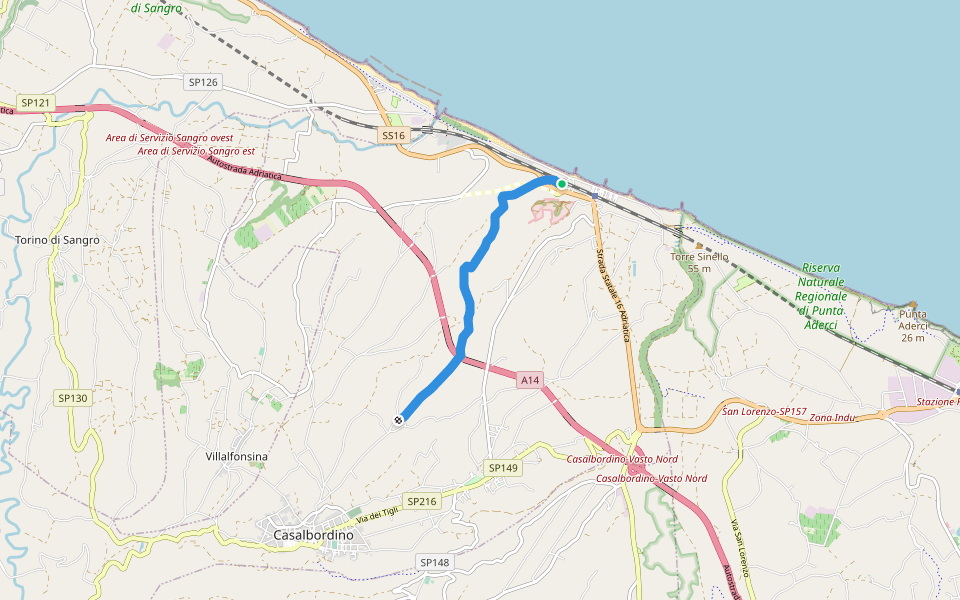 Casalbordino Lido - Casalbordino Miracoli walking route map in Termini