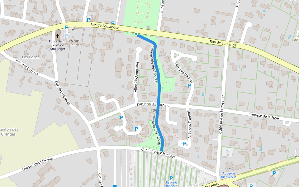 Promenade des Cèdres walking route map in Doué-en-Anjou