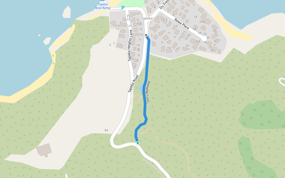 Jim's Walkway walking route map in Russell