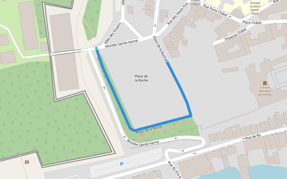 Place de la Roche walking route map in Verdun