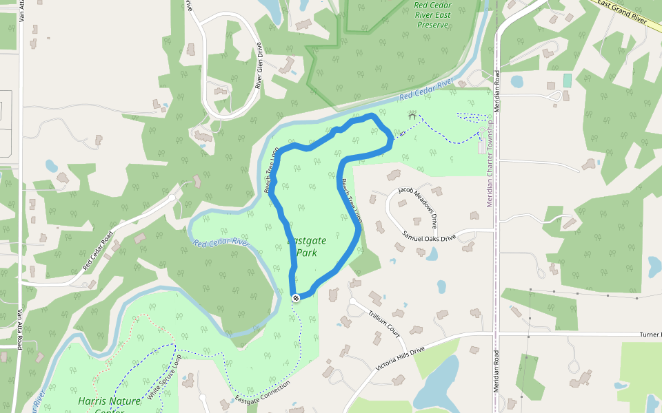 Beech Tree Loop walking route map in Okemos