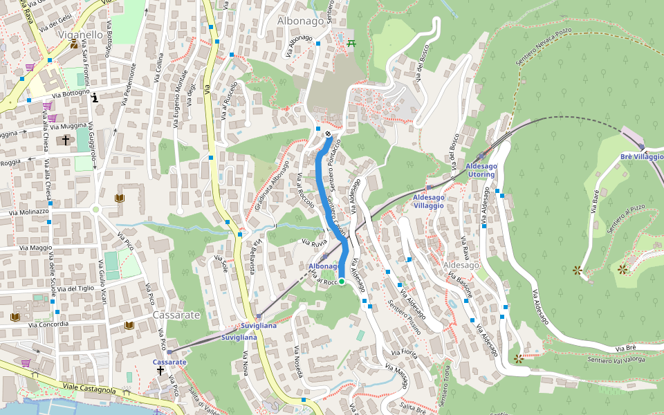 Sentiero Cavan walking route map in Lugano