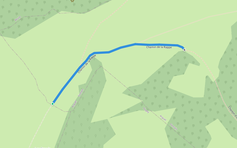 Chemin de la Rappe walking route map in Beure