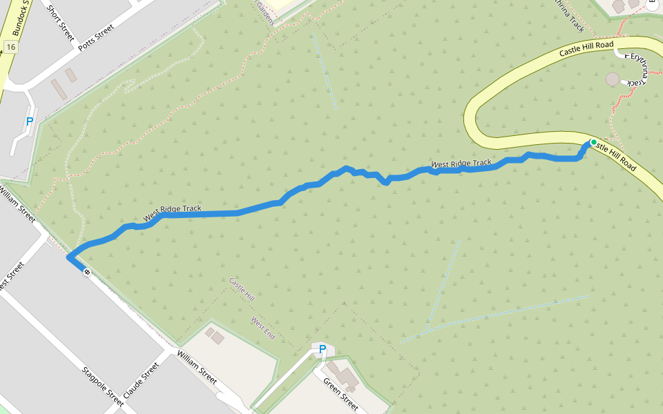 West Ridge Track walking route map in Castle Hill