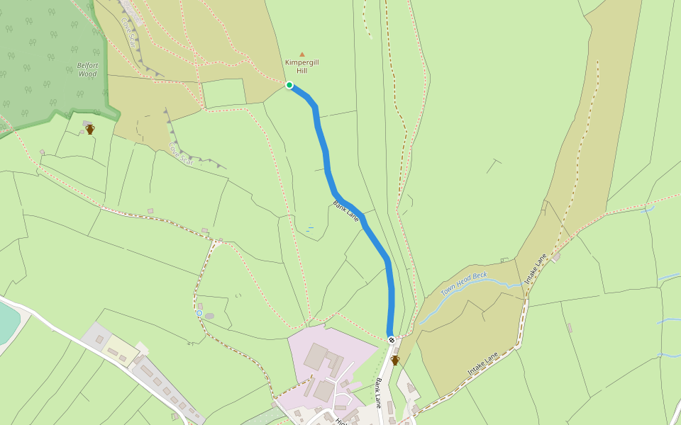 Bank Lane walking route map in Grassington