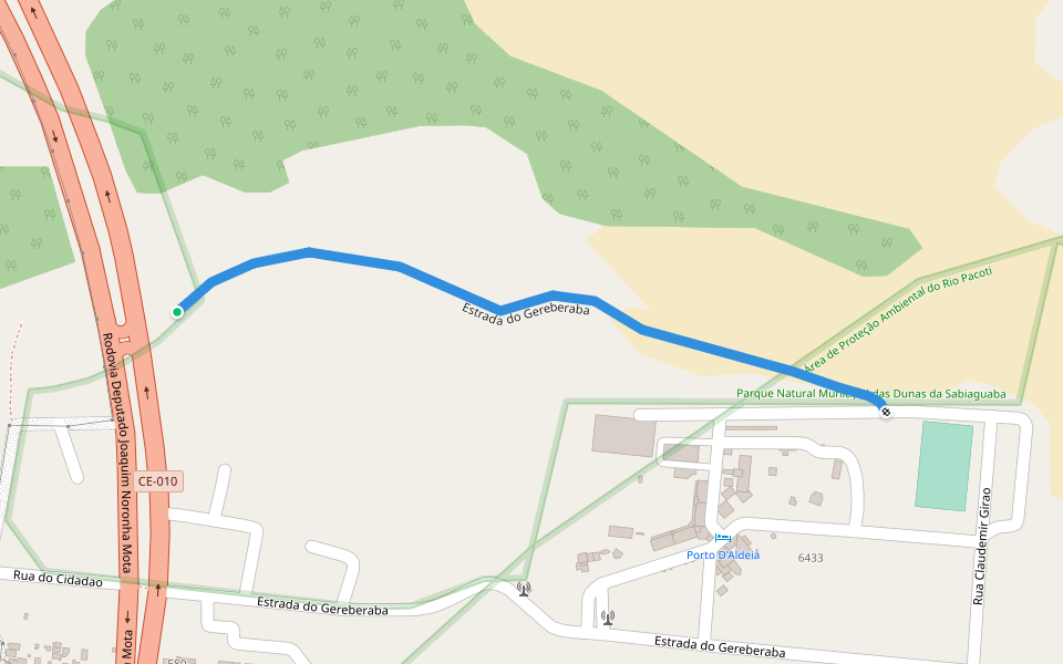 Estrada do Gereberaba walking route map in Fortaleza