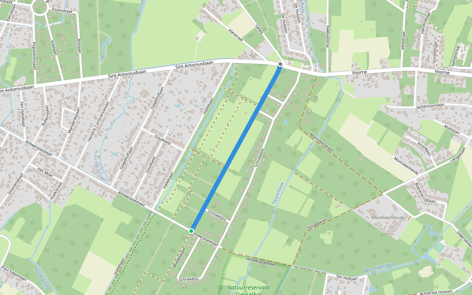 Middeldreef walking route map in Zoersel