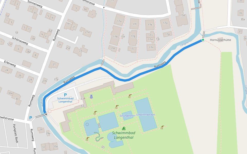 Rumiweg walking route map in Langenthal