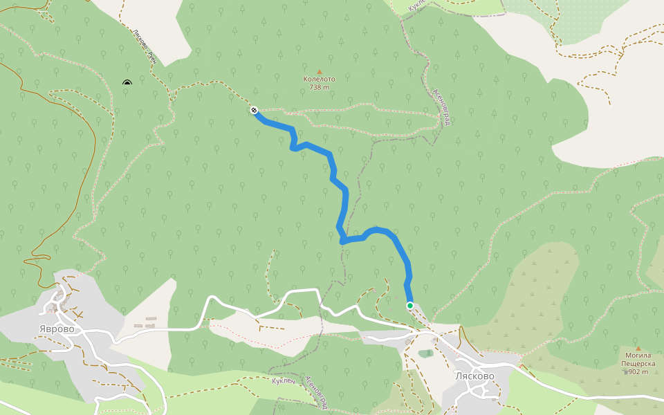 Лясково - Руен walking route map in Lyaskovo