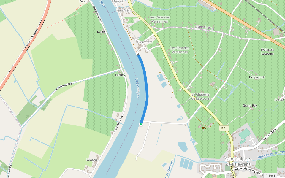 Les Quais walking route map in Saint-Sulpice-de-Faleyrens