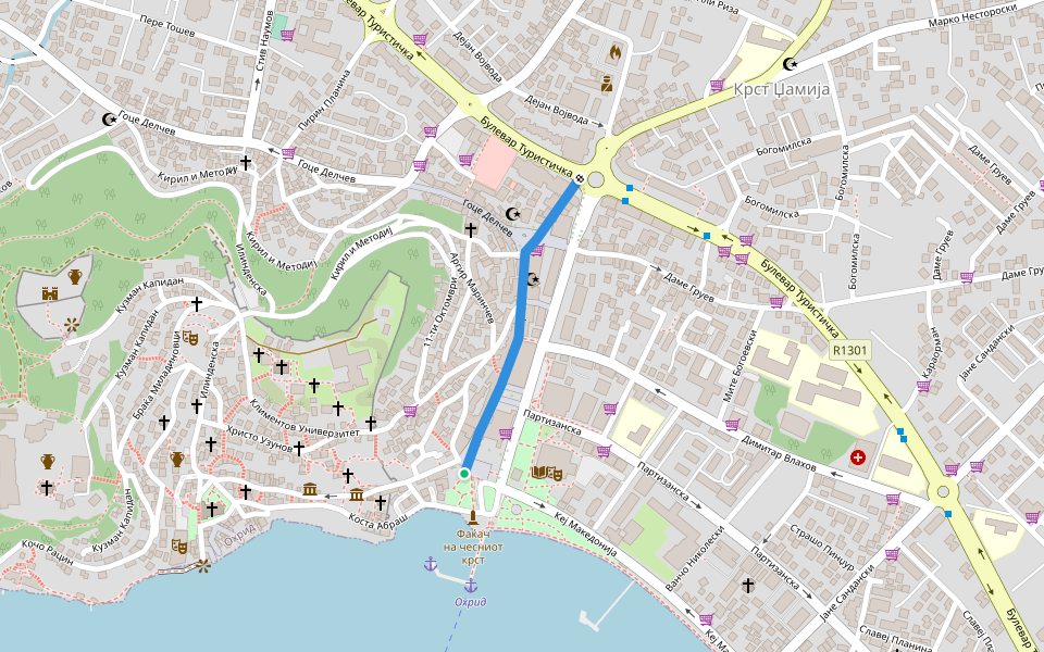 Климент Охридски walking route map in Ohrid