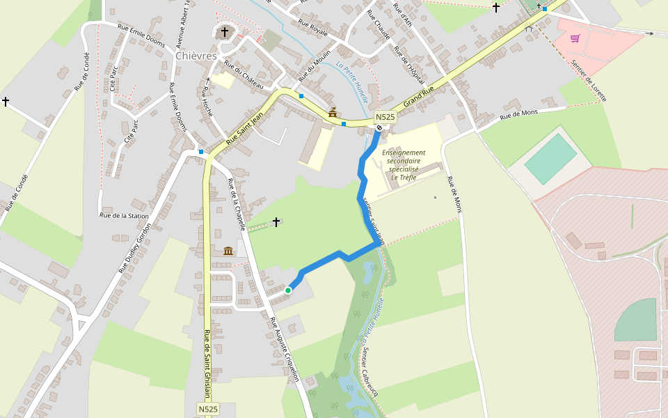 sentier Saint Jean walking route map in Chièvres