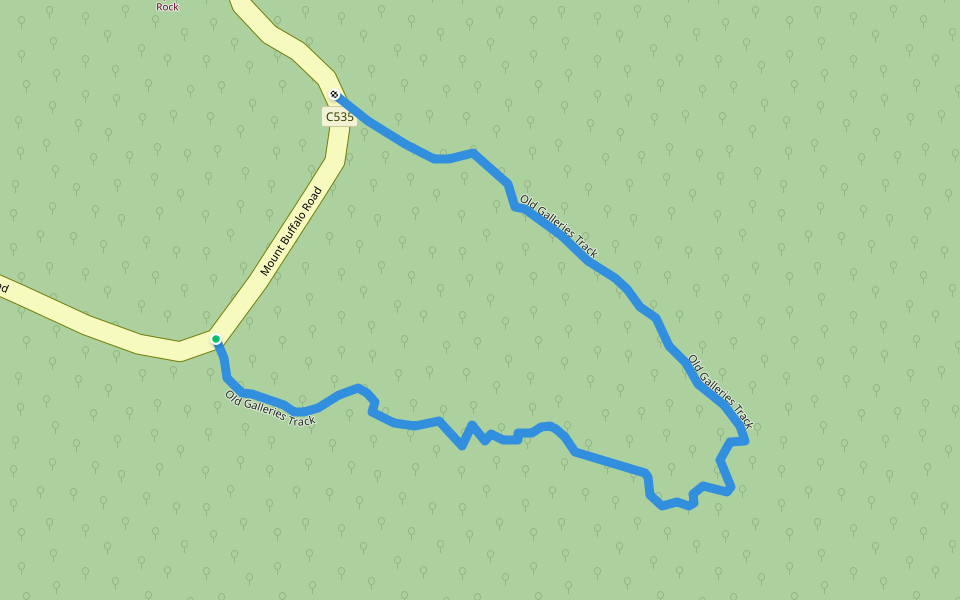 Old Galleries Track walking route map in Mount Buffalo