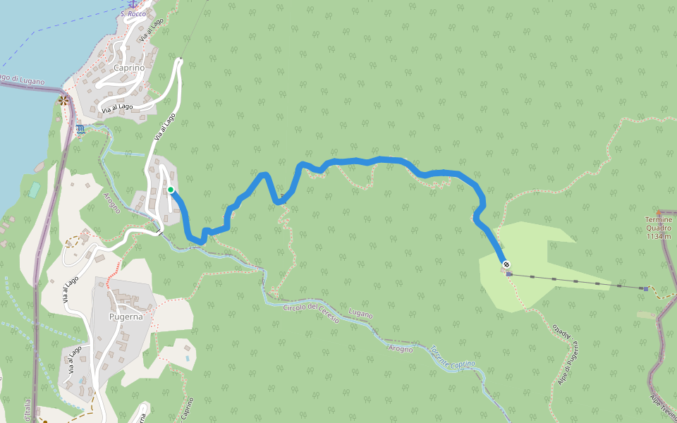 Pugerna - Alpetto walking route map in Pugerna