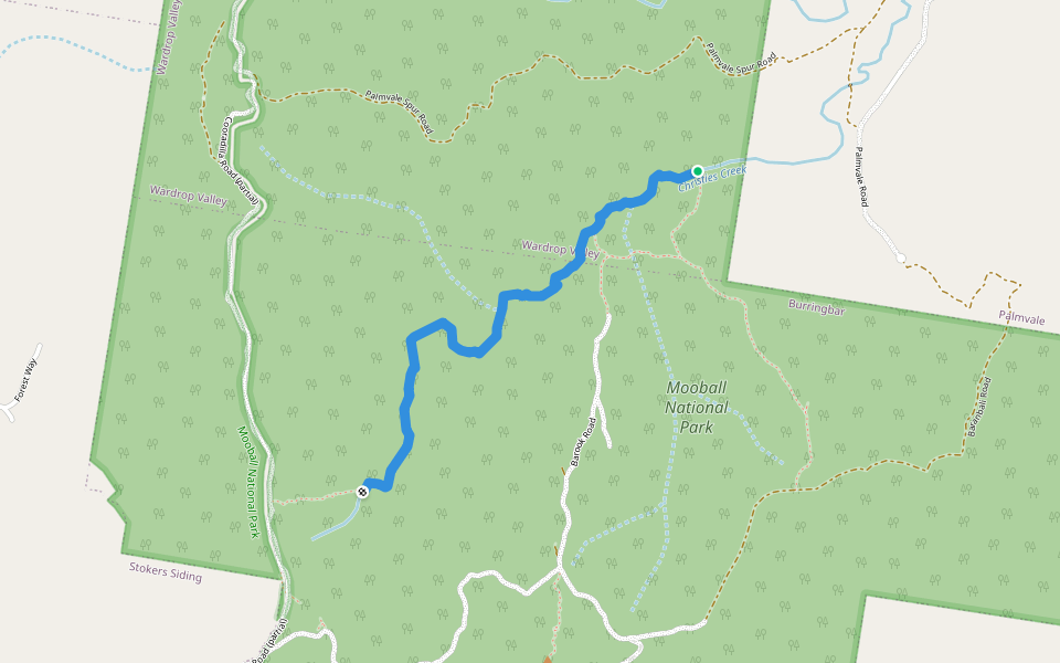 No track follow Chirstie's Creek walking route map in Palmvale