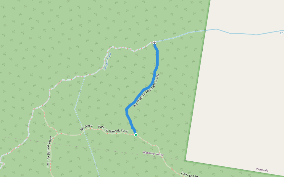 No Track to Chirstie's Creek walking route map in Palmvale