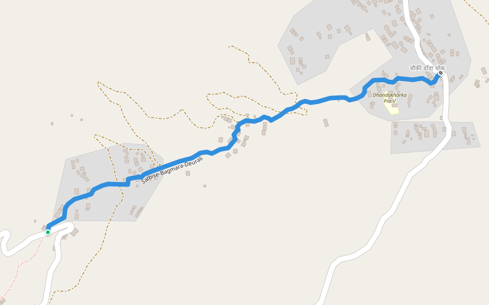 Satbise-Bagmara-Deurali walking route map in Samundratar
