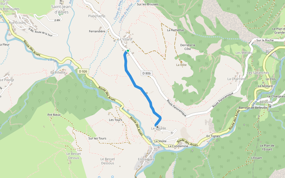 Voie communale numéro 5 du Villard à la route nationale numéro 526 walking route map in Saint-Jean-d'Arves