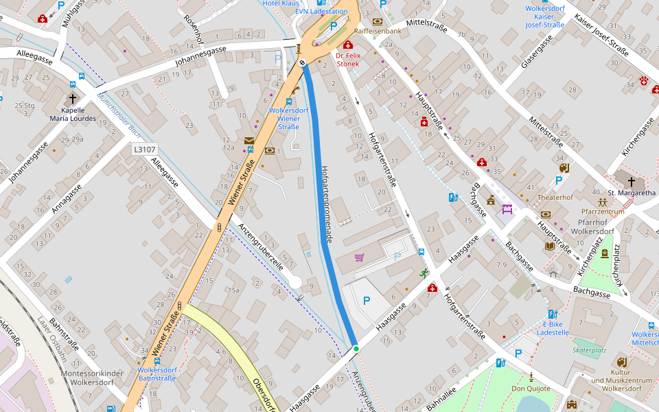 Hofgartenpromenade walking route map in Wolkersdorf im Weinviertel