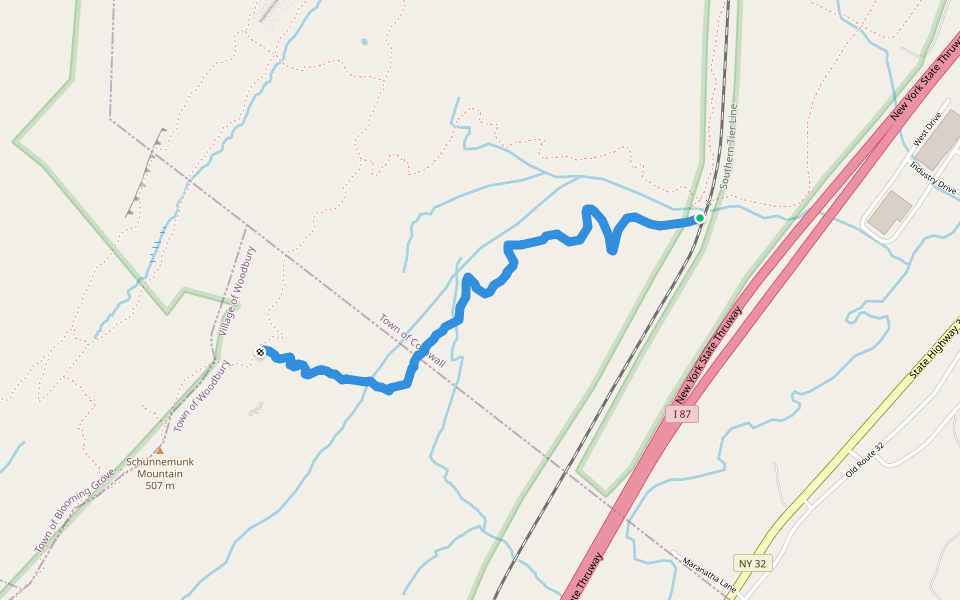 Dark Hollow (Black Square) walking route map in New Windsor