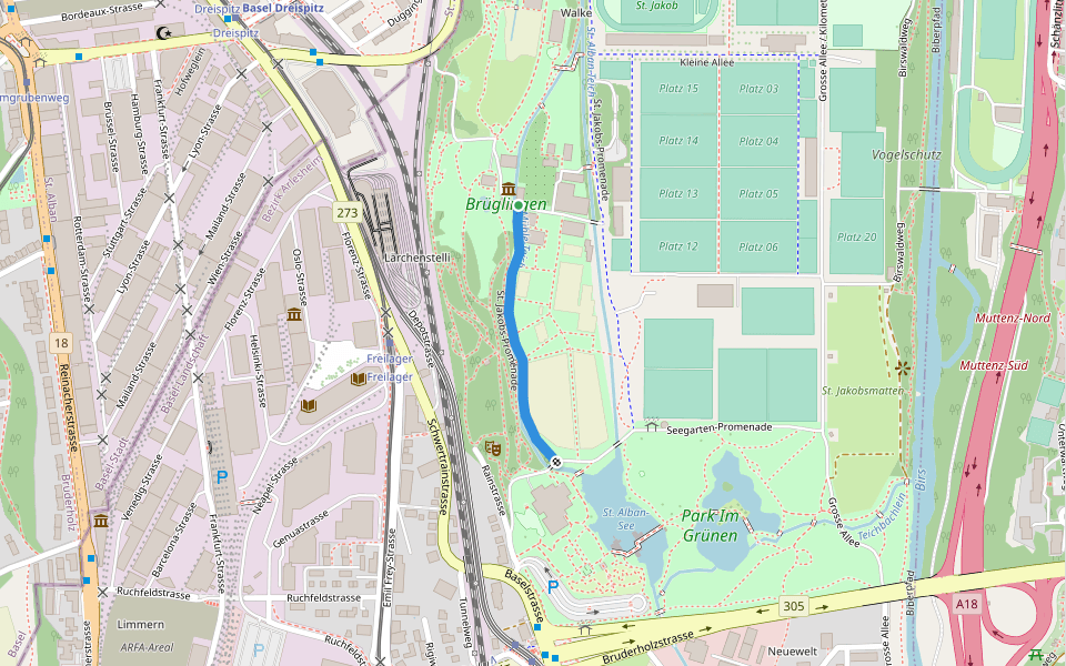 St. Jakobs-Promenade walking route map in Münchenstein
