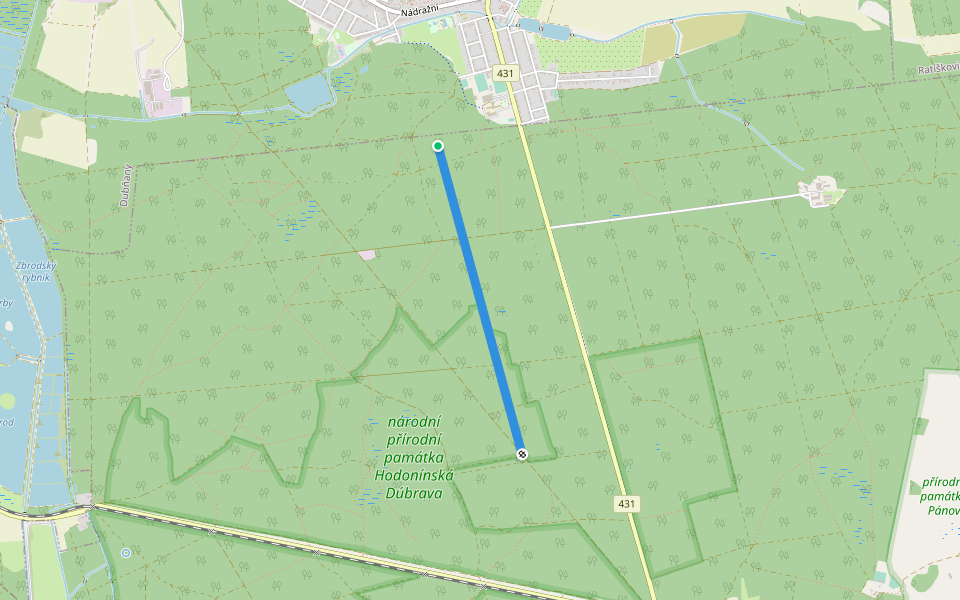Jezdecká alej walking route map in Hodonín