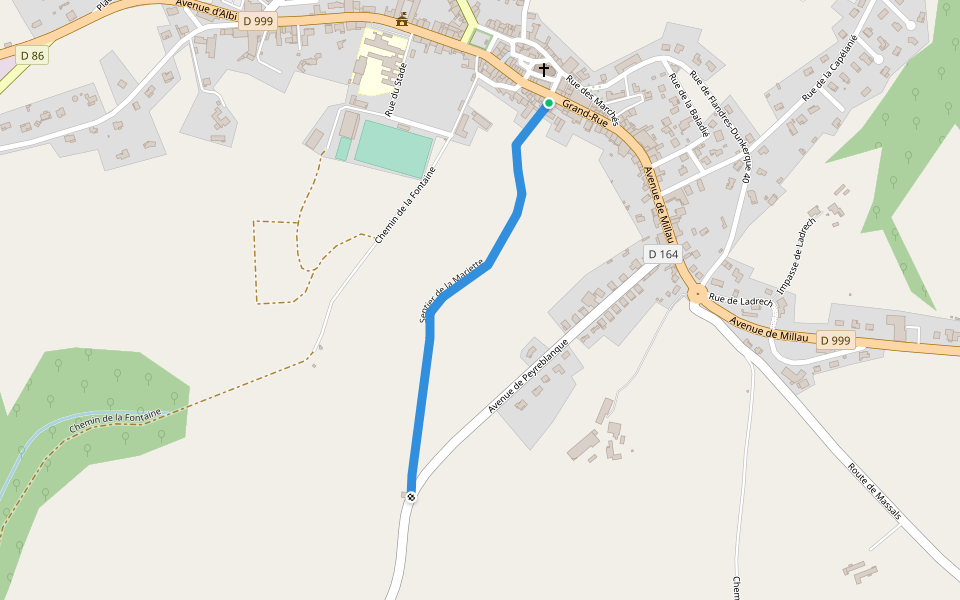 Sentier de la Mariette walking route map in Alban