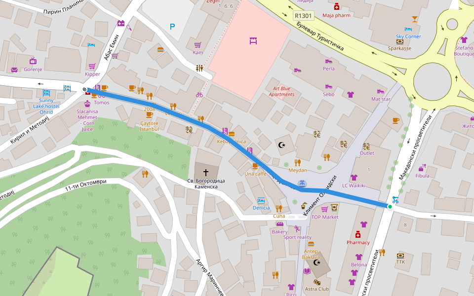 Гоце Делчев walking route map in Ohrid