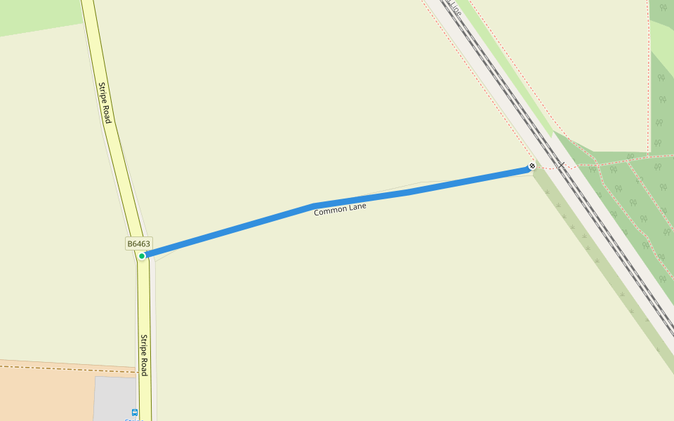 Common Lane walking route map in Rossington