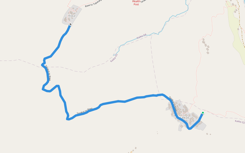 Tarakot to Riwa walking route map in Sahartara