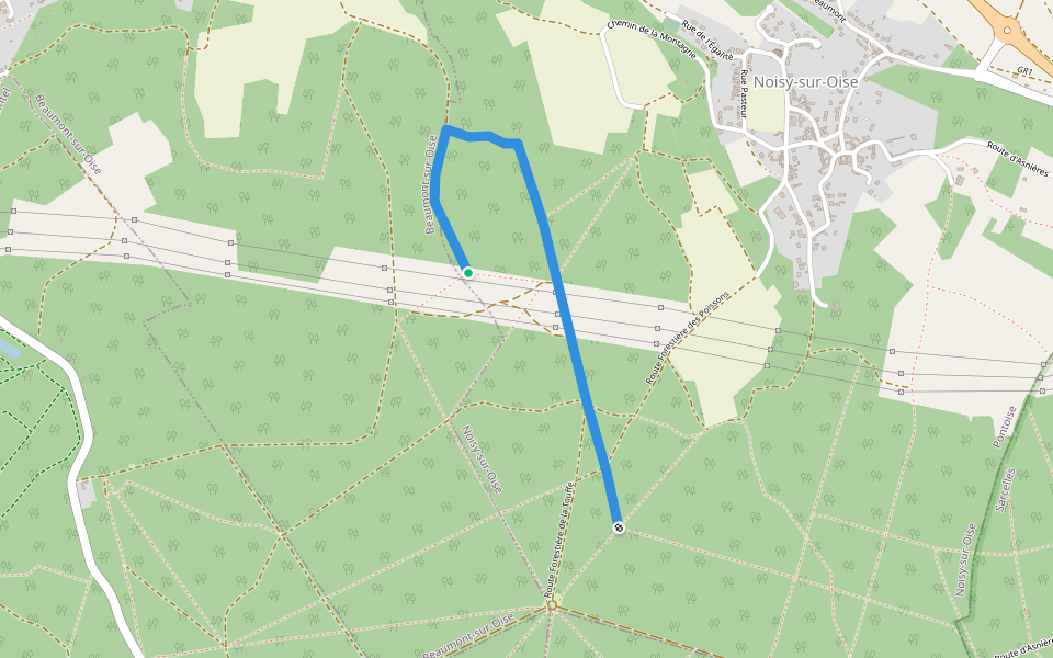 Route Forestière de la Montagne walking route map in Noisy-sur-Oise